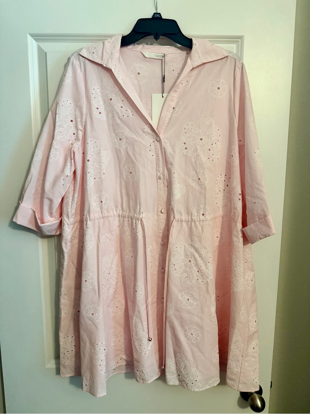 Zara Pink Eyelet Midi Dress Size XL